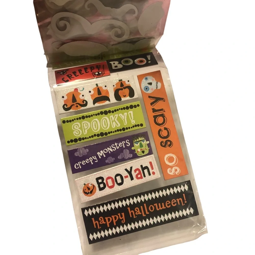 Scrapbook Sticker Baby Girl Halloween Collection 8 sheets Pink Ladybug Fangs